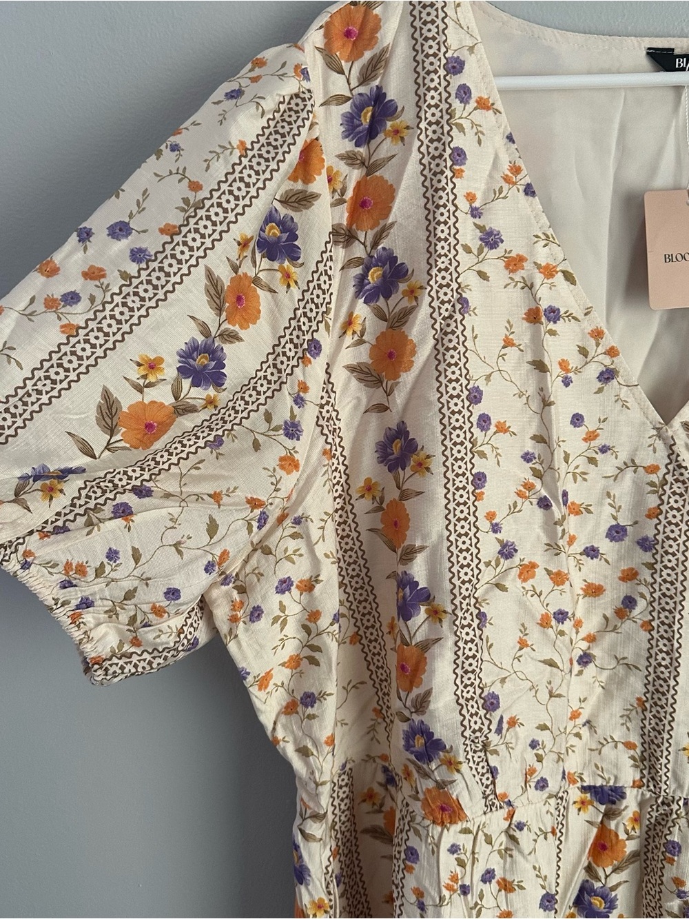 Bloomchic 3x floral cream midi dress 22-24 women’s short sleeve 22/24 nwt - Picture 3 of 10